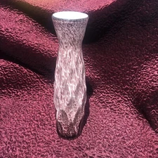 Lg Vintage Hand Blown Purple White Cased Art Glass Vase 18.5” Tall Geometric Mod