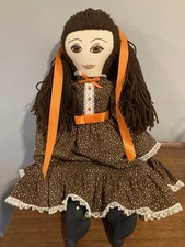 Handmade Cloth Doll Little House Prairie Primitive Fall Vintage 25” Grannycore