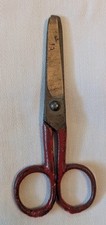 1920's SCHOOL SCISSORS CHILDREN Round Tip Right Hand Red Metal Germany 4"