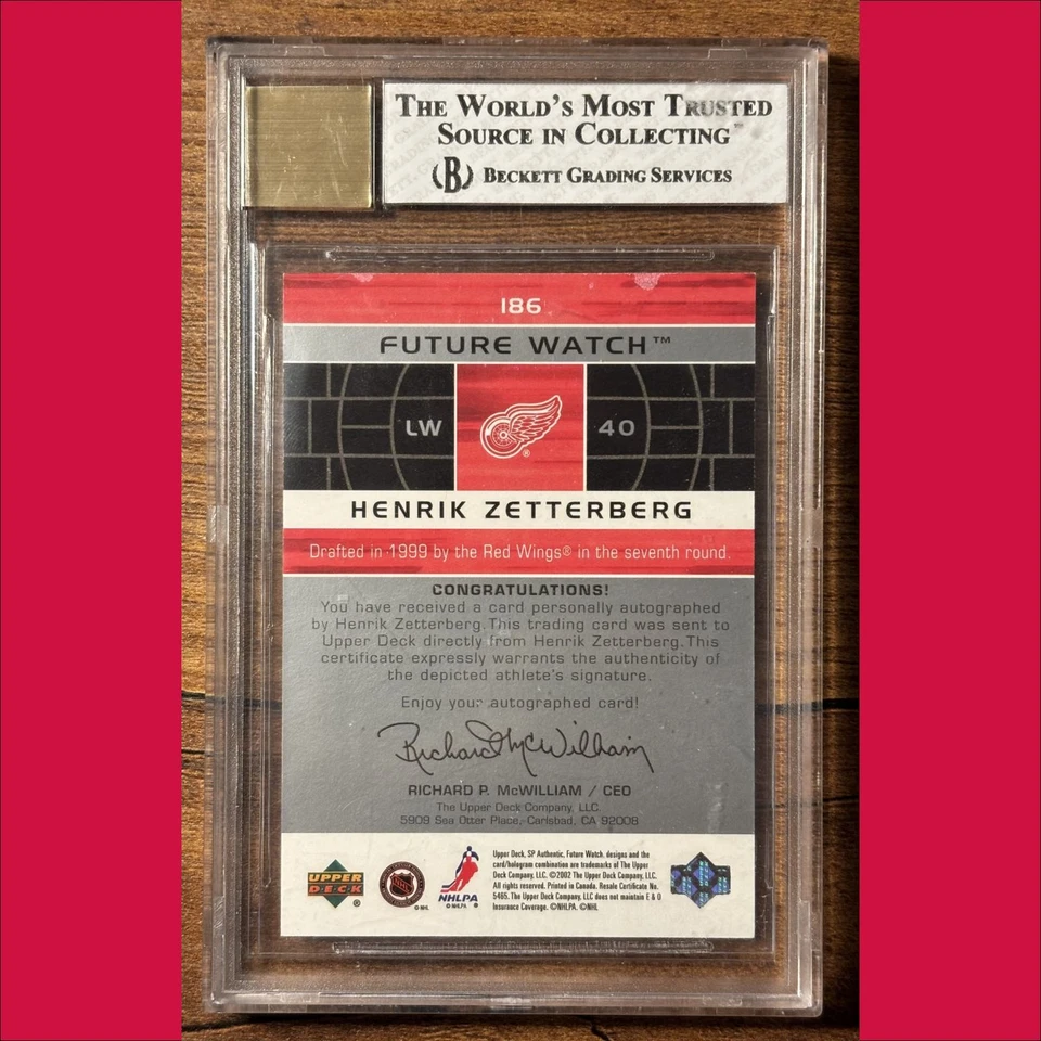Henrik Zetterberg BGS 8 Auto #/999 Future Watch 2002-03 SP Authentic #186 Card - Image 2 of 4