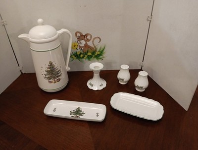 Nikko Happy Holidays  Butter  Tray & Misc Serving Pieces Lot Tree Japan