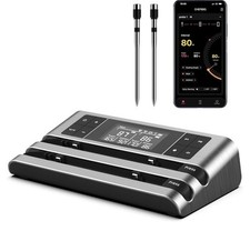 Wireless Smart App Meat Thermometer Dual Sensor Probe 500FT Remote Monitoring