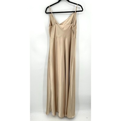 neutral champagne satin dress Fashion A-Line Neutral Champagne Satin Junior Bridesmaid Maxi Dress