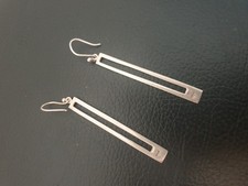 Sterling Silver 925 earings open rectangle drop earings
