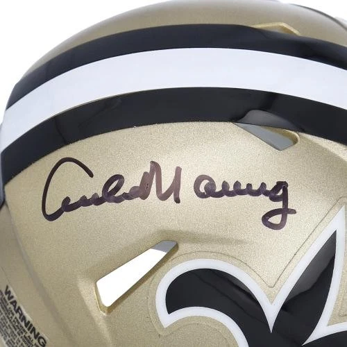 Minicasco firmado por Archie Manning New Orleans Saints 1976-1999 logotipo retro Foto 2 de 3