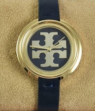 Tory Burch The Miller Leather Strap Watch, 36mm in Blue/Gold TBW6203