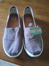 Toms Shoes Youth Size 2.5 Classics Alpargata Ash Canvas Casual Flats New
