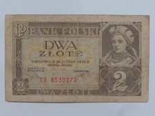 1936 POLAND BANK POLSKI DWA (2) ZLOTE PICK# 76a VG MUST SEE!