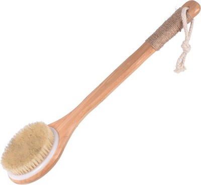 Chikoni Dry Bath Brush with Long Wooden Handle, Body Massager