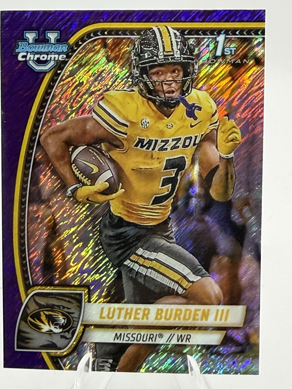 Luther Burden III 2024 Bowman University Chrome #123 Purple Shimmer Refractor