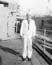 ORIGINAL VINTAGE PHOTO: Navy Sailor Man Male USN Ship Deck Moustache 40's WW2