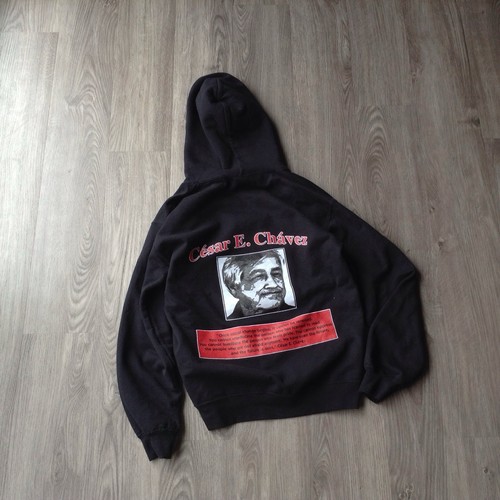 Vintage Cesar Chavez Latino Civil Rights Activist Hoodie Size S Union 90s - Picture 4 of 5