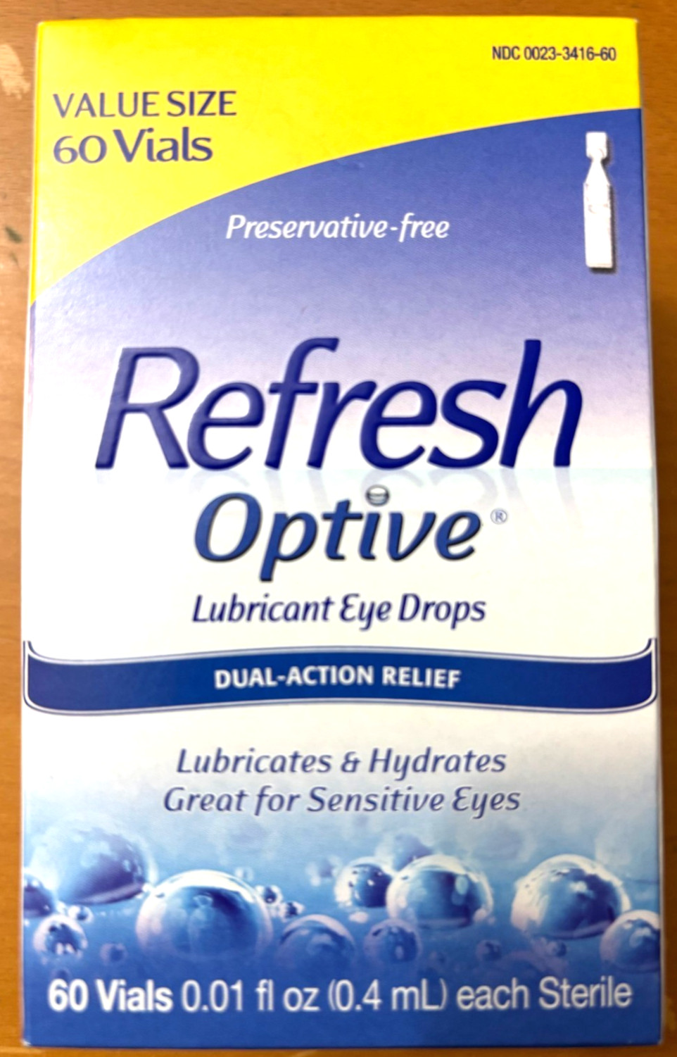 Refresh Optive Lubricant Eye Drops 60 Vials Dual Action DMG. BOX. EXP ...