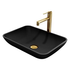 VIGO 18" L 13" W 11" H Sottile Matte Shell Rectangular Vessel Sink Set in