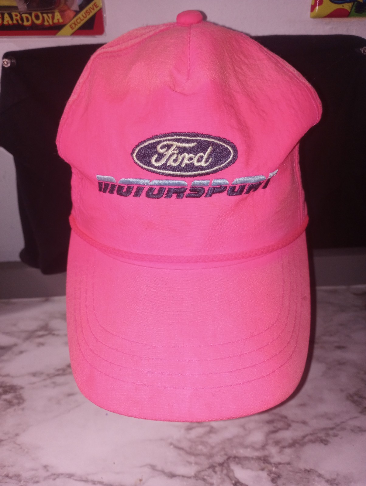 Vintage Ford Hat Cap Snap Back Pink Motorsport Racing Embroidered Mens 80s