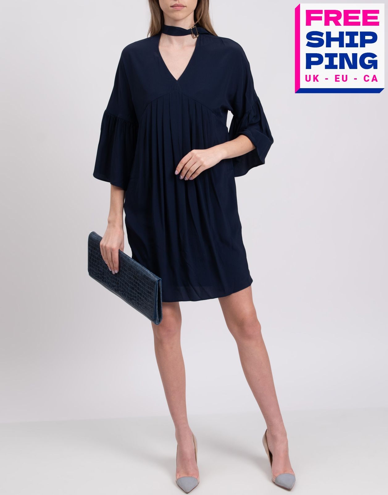 RRP€200 ATOS LOMBARDINI Tunic Dress Size IT 42 Silk Blend Pleated Made in Italy