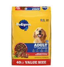 Pedigree Complete Nutrition Adult Steak & Vegetable Flavor Dry Dog Food, 40 lb B 0.60 per pound