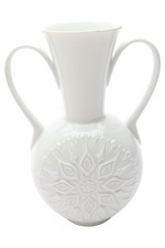 SELTMANN VOHENSTRAUSS Vase Porzellan Weiß Klassisch 24cm Blumenmuster Bauchig