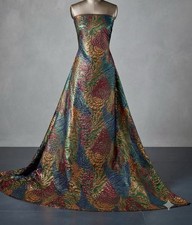 Multicolor Jacquard Metallic Brocade Fabric 58  Width Sold By The Yard