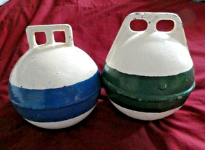 Vintage Nautical 40's Cast Metal Deep Sea Buoys