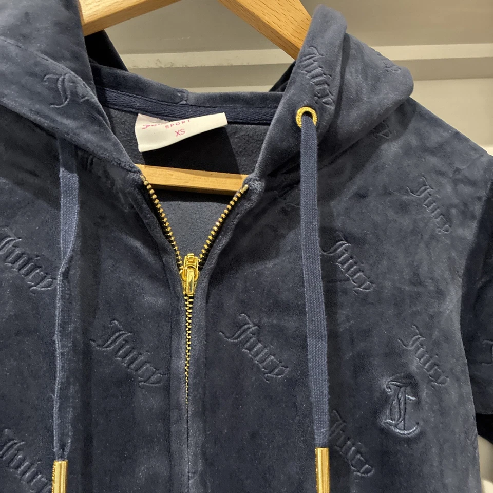 Cueca TrackSuit Juicy Couture logotipo marinho tamanho Xs veludo * falha - Imagem 4 de 4