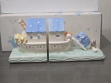CHARPENTE Baby/Nursery Ceramic Noah's Ark Bookends in BOX By Kathy Orr EXCELLENT