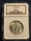 1937-D Walking Liberty Silver Half Dollar 50C NGC  MS63  **BLAST WHITE**
