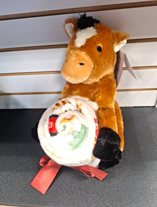 Cozy Palz Horse Plush Toy & Throw Blanket Set 40" x 50" Brown