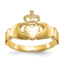 14k Yellow Gold Polished Claddagh Shape Fancy Ring Size 7