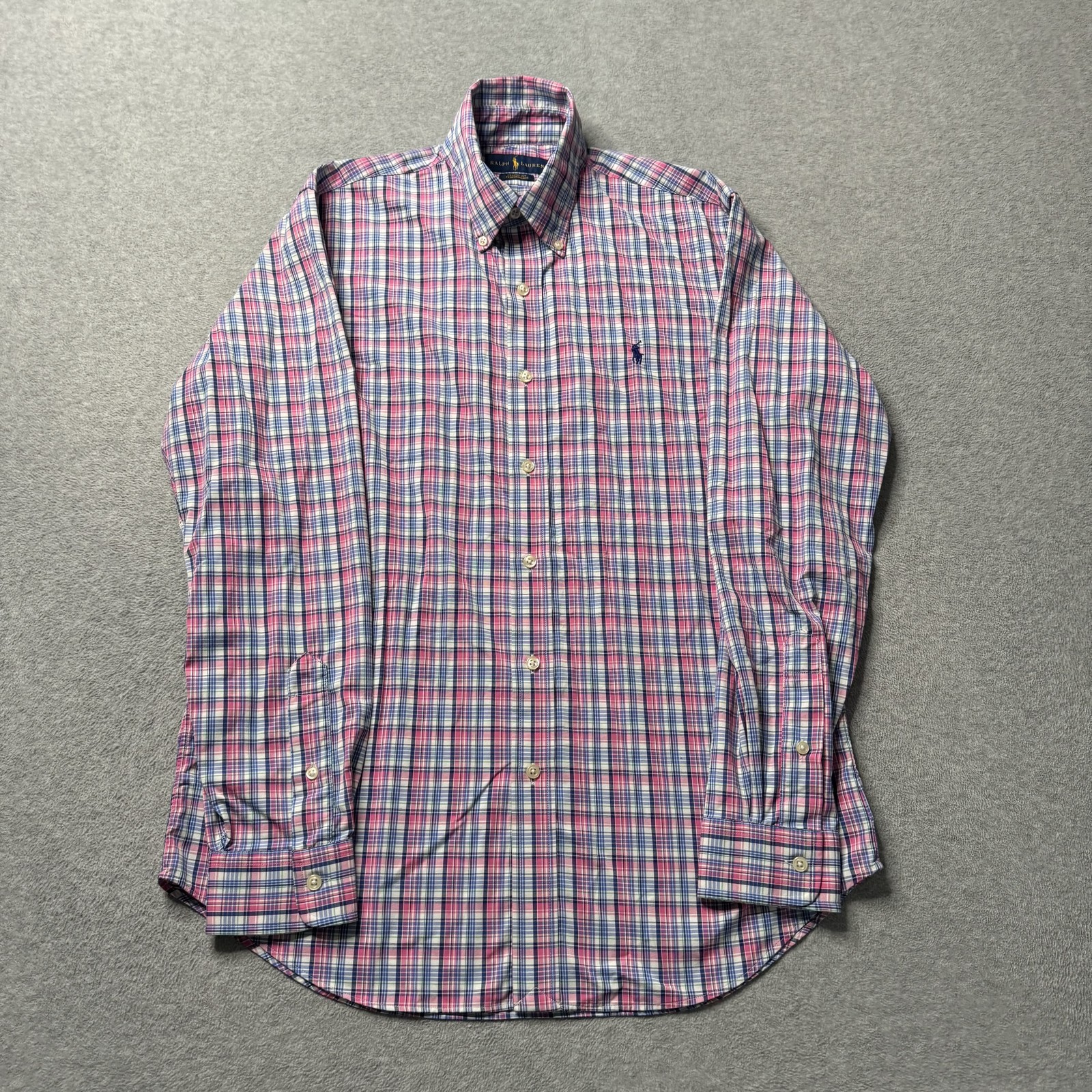Ralph Lauren Performance camicia uomo rosa medio a quadri colorato pony vestibilità classica