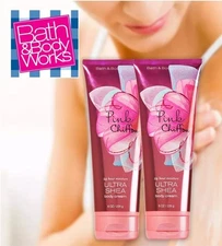 LOT OF 2 BATH & BODY WORKS PINK CHIFFON ULTRA SHEA CREAM HAND LOTION 8 OZ LARGE