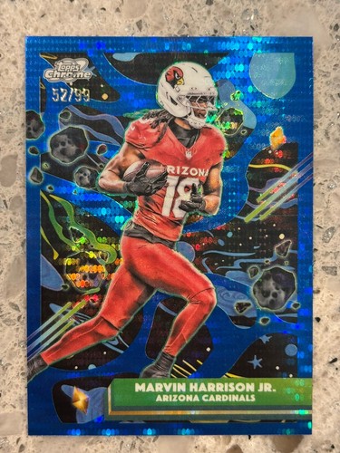 2025 Topps Chrome NFL Cosmic Marvin Harrison Jr. Blue Moon Refractor /99 AZ