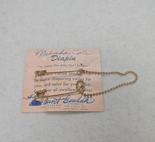 Vintage Diapin Newborn Baby 24k Gold Plated Safety Diaper Pins with Chain