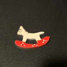Vintage Miniature Hand Painted Wooden Rocking Horse Christmas Ornament