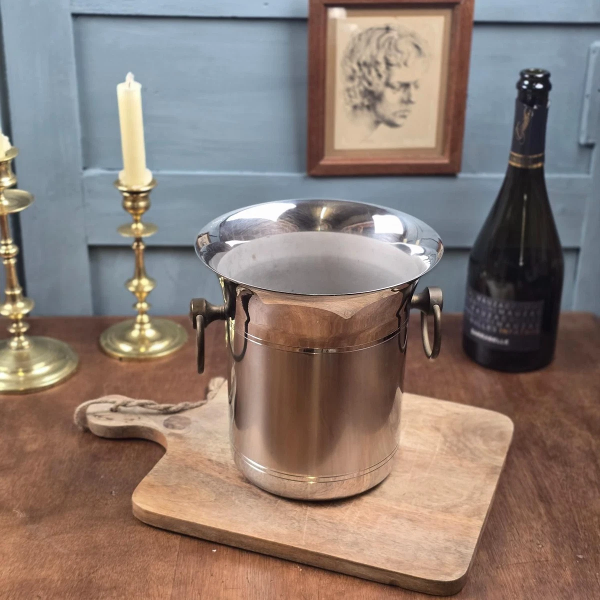 Seau à champagne vintage Jean Couzon vert acier inoxydable 18/10 – 2nd home