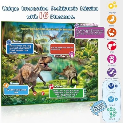 Bilingual Interactive for Kids Talking USA Map Dinosaur Poster for Kids Learning