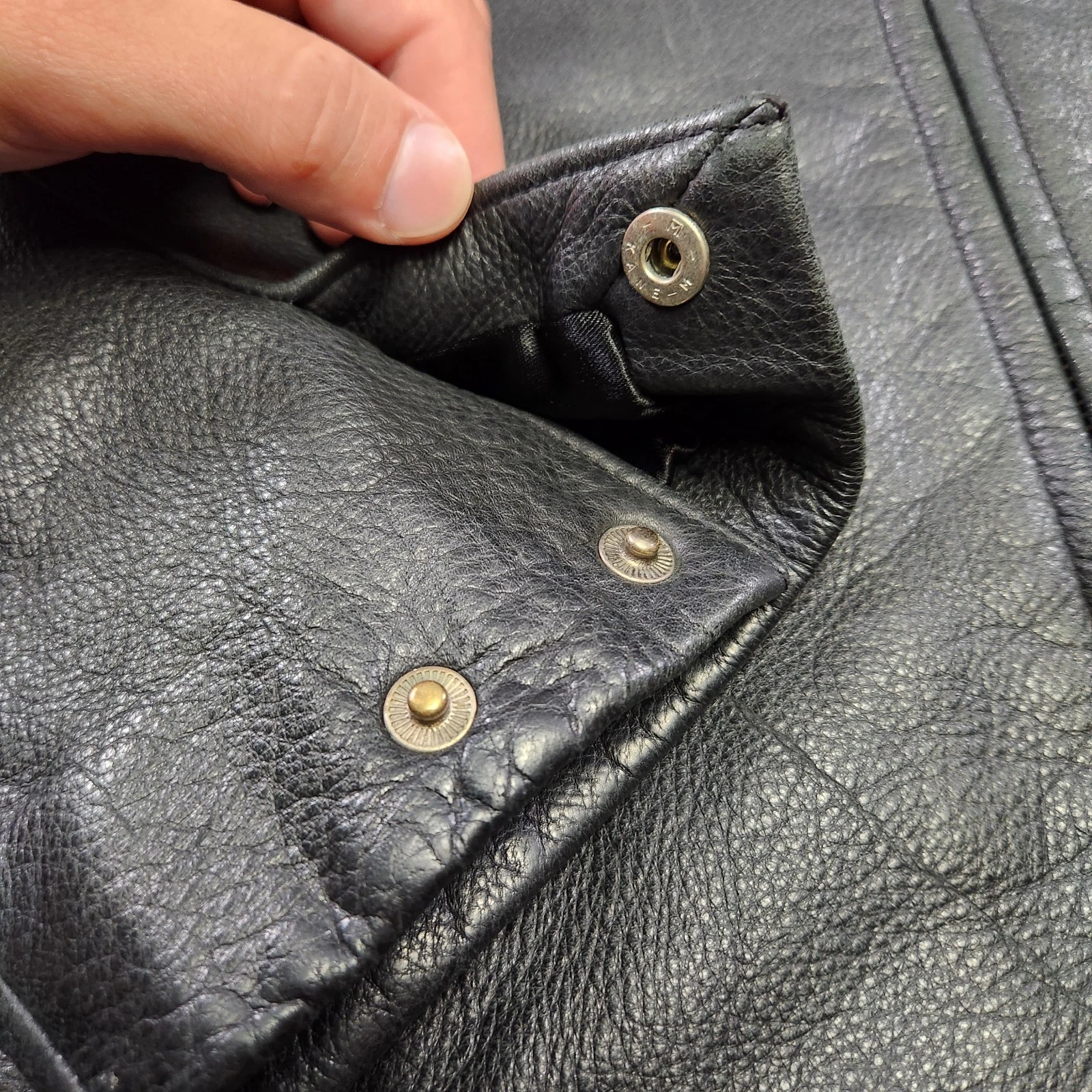 Brooks Brothers Leather Jacket Men XL Black Bomber Wool Blanket Lined Heavy - product detail image 9