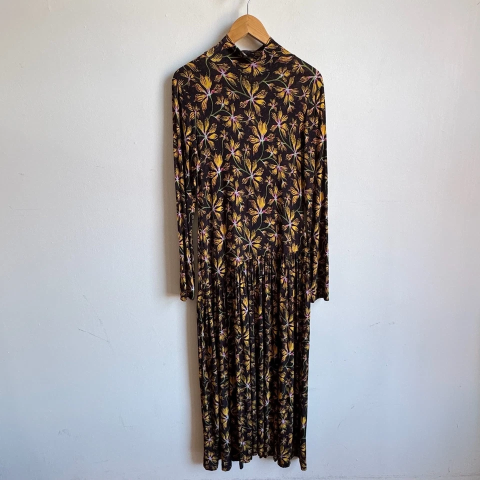 ULLA JOHNSON Fernanda Drop-Waist Floral-Print Stretch-Jersey Turtleneck Dress - Image 2 of 4