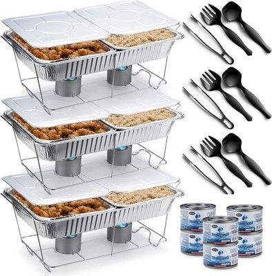 Disposable Chafing Dish Buffet Set, Food Warmers for Parties, 33 Pieces Catering