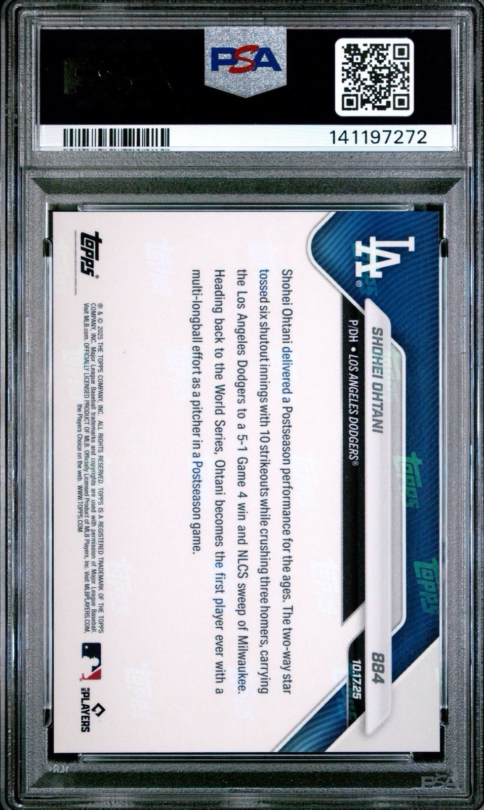 PSA 10 Shohei Ohtani #884 /253309 2025 Topps Now -10 Ks, 3 HR NLCS CHAMPS view 12