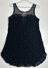 VTG 90s Secret Treasures Black Heart Lace Lingerie Chemise Nightgown Size M