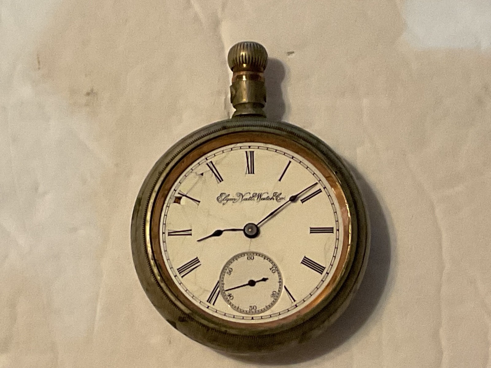 Hampden 17 Jewel Grade 308 12S Hunting Silver Tone Pocket Watch FOR REPAIR