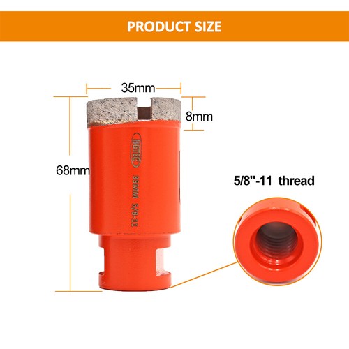 2pcs 35mm Welded Diamond Drilling Core Bits Wet Cut Marble Granite 5/8-11 Drill - Picture 2 of 9