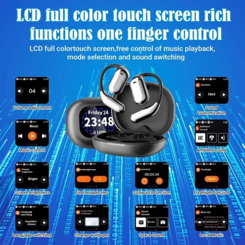 Erazer Wireless Earbud XP2 Touch Screen Charging Case Ear Hook Black NR Sealed - Picture 10 of 10