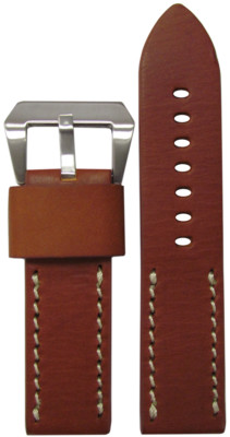 Cinturino Orologio Panatime 22mm Pelle Genuina Nero Con Cuciture Bianche - Stile Mezzo Punto XL