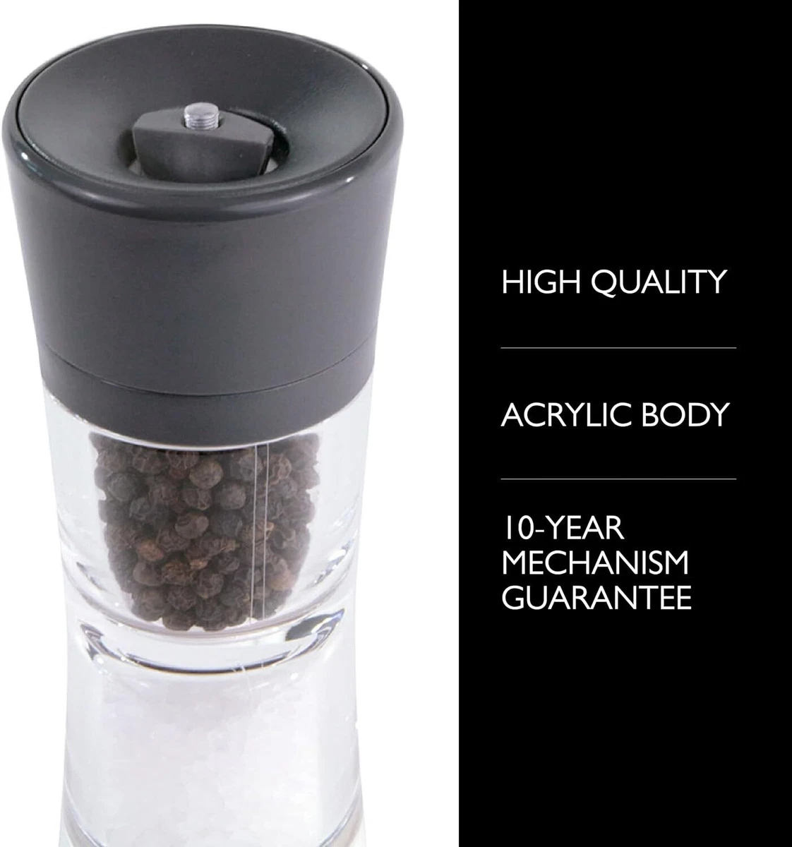 Pepper and outlet salt grinder combo