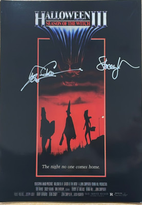 A3 Halloween III: Season of the Witch Poster signiert von Tom Atkins & Stacy Nelkin
