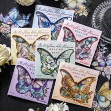 Vintage Floral Butterfly PET Stickers Junk Journal Diary Diy Scrapbooking Crafts