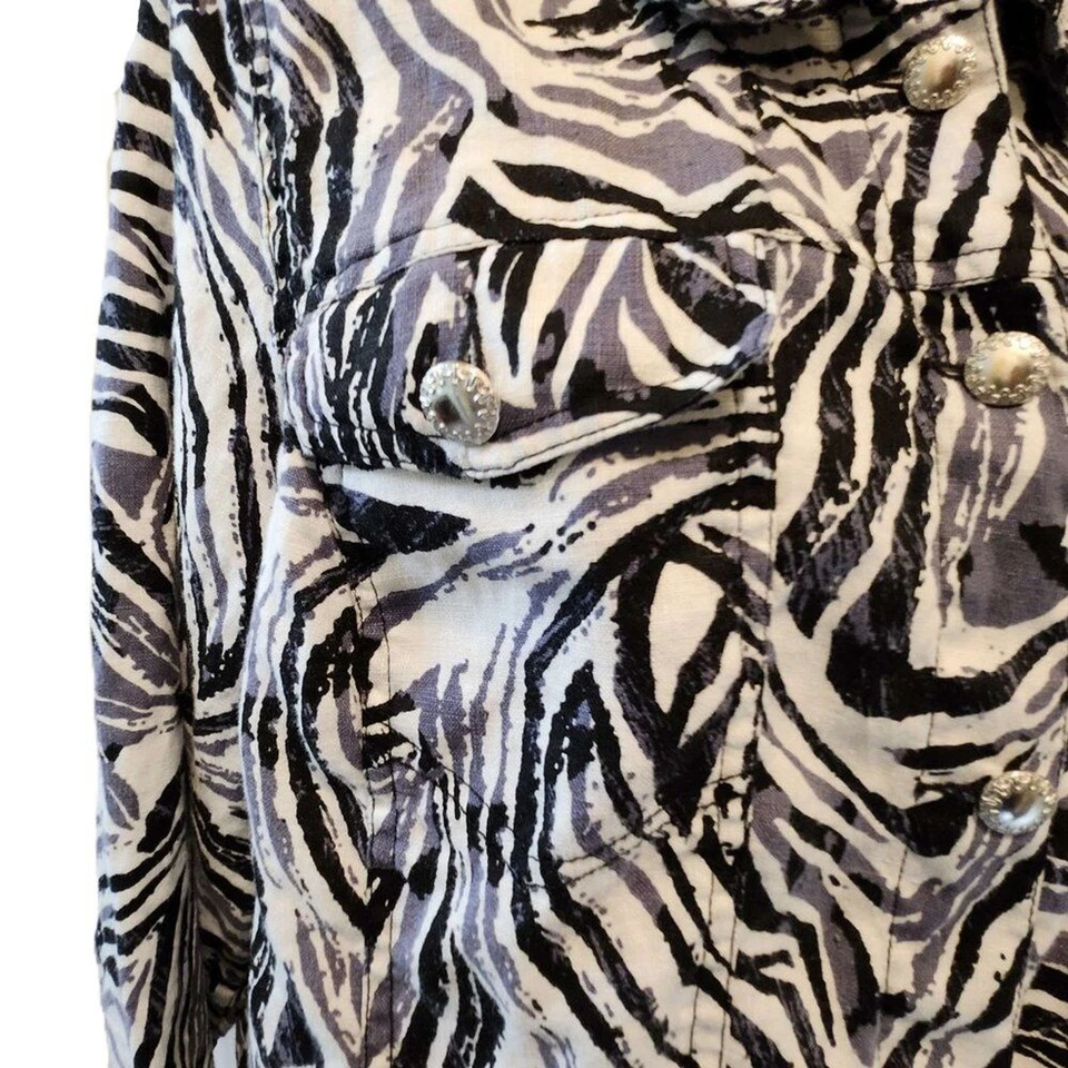 Lucy & Laurel Woman jacket Zebra stripes Women's 2X button-up 100% linen Winter - Image 2 of 4