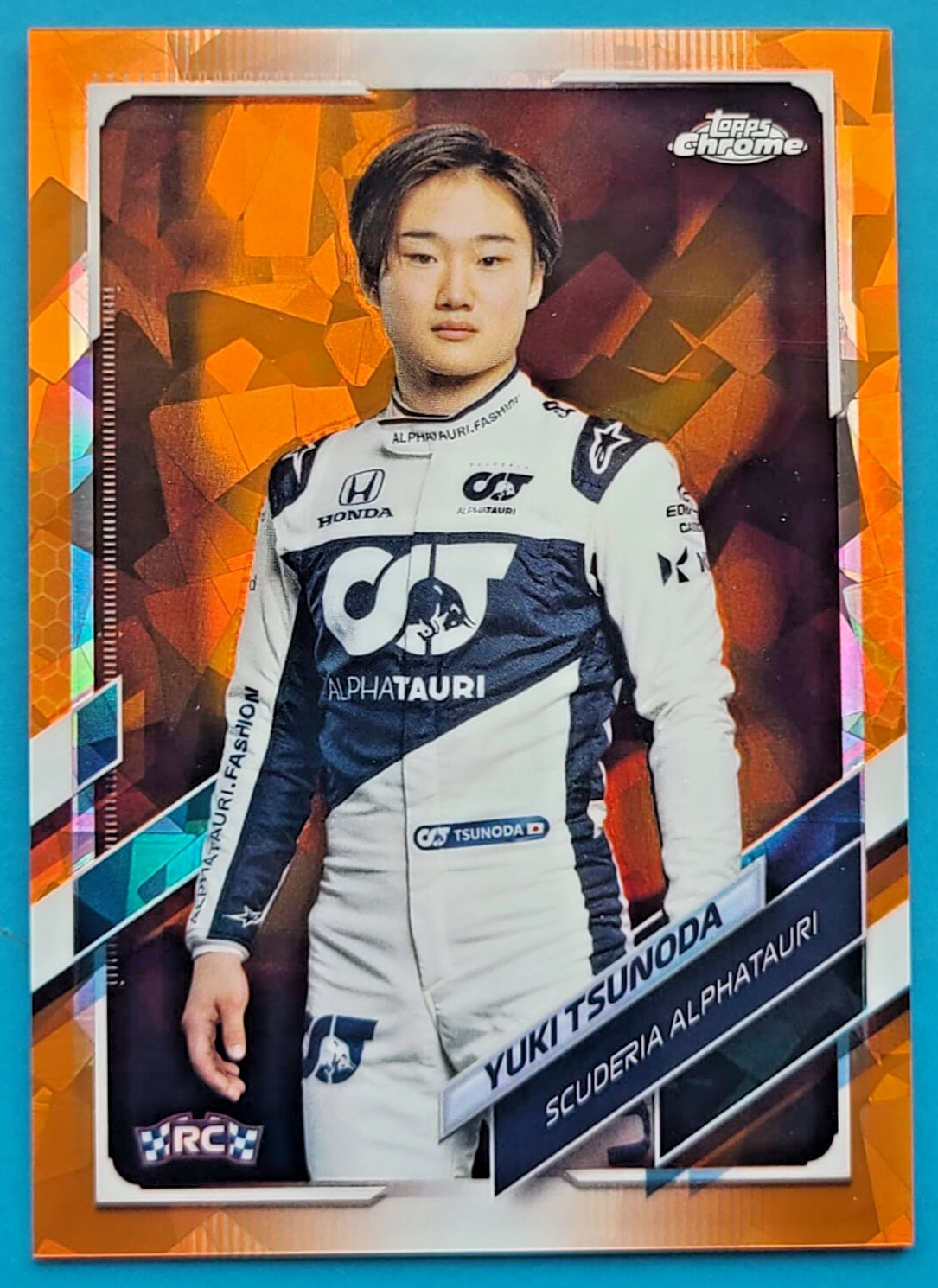 2021 Topps Chrome Sapphire Formula 1 Yuki Tsunoda RC Portrait Orange 13/25 #14